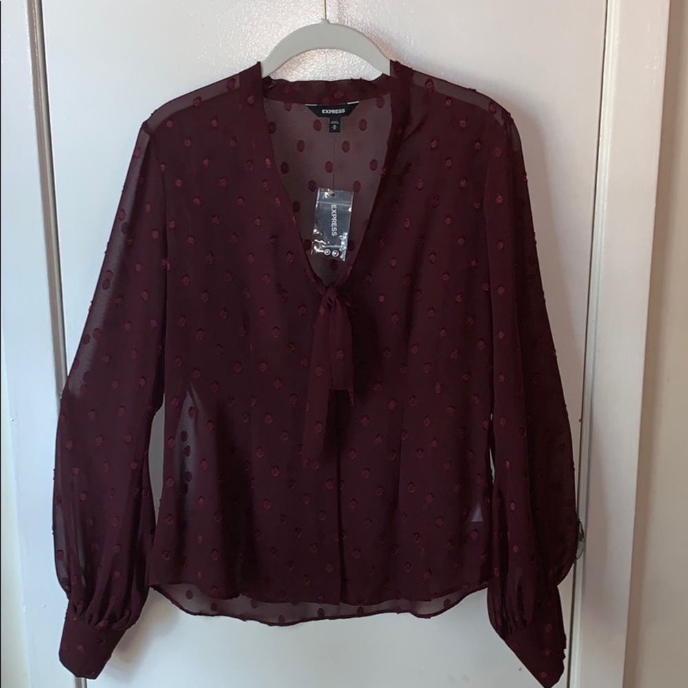 Polka Dot Tie Neck Blouse